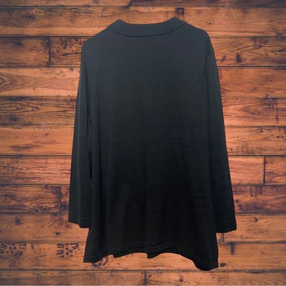 Bob Mackie Wearable Art Grey Metallic Zebra Striped Black Sweater Blouse 2X- New - Picture 2 of 7